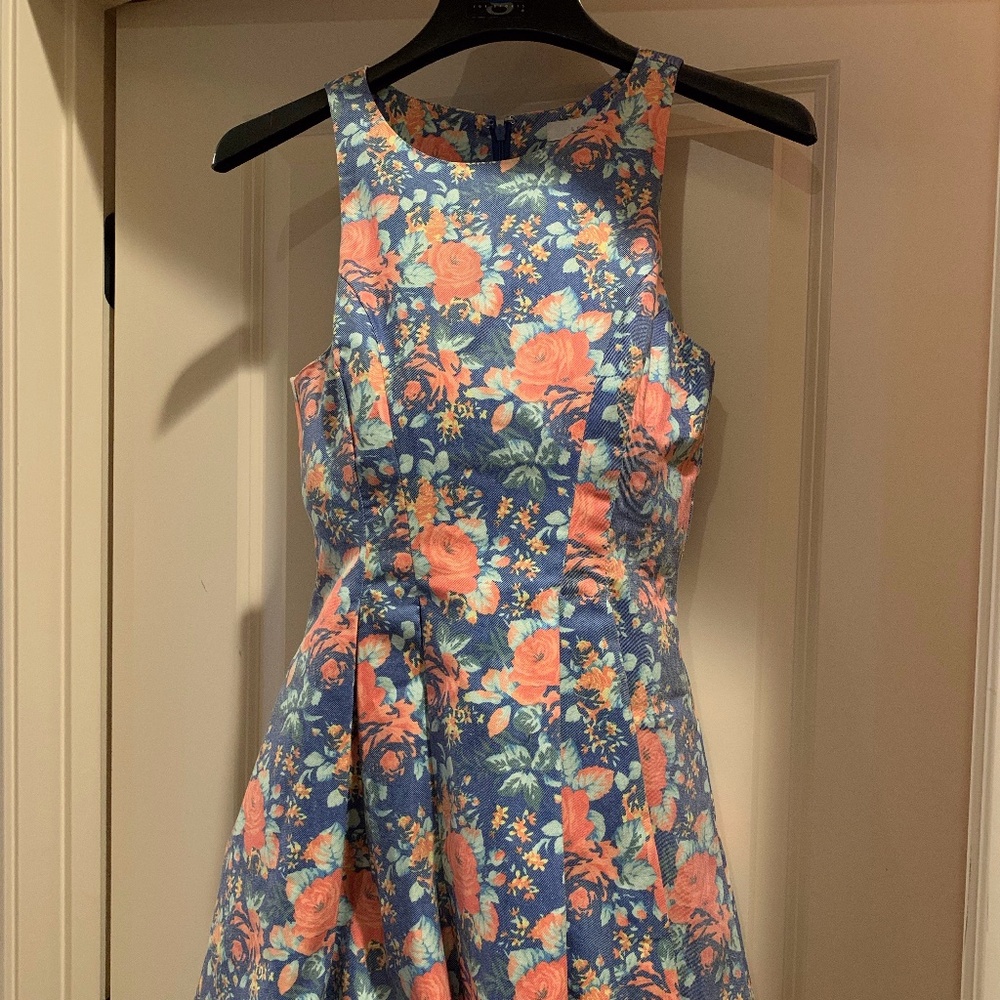 LUSH Lulu's Denim Floral Skater Dress